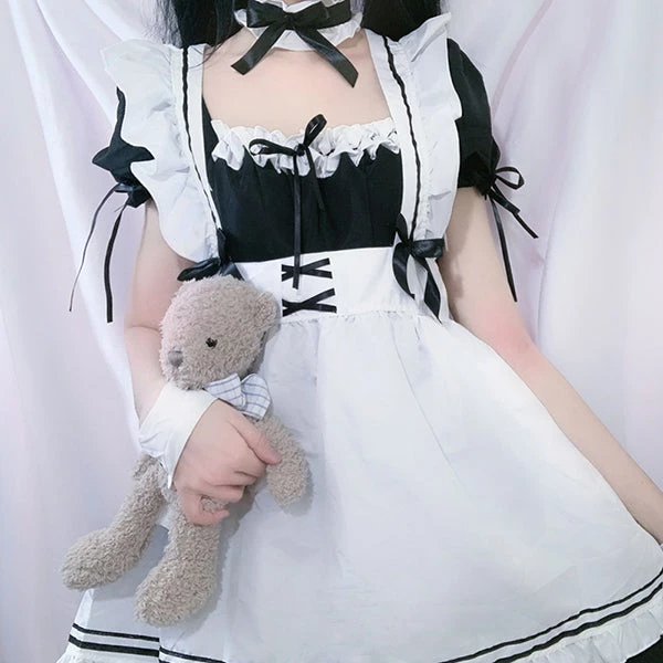 Juwas CLOTHING Maid Cosplay Ruffle Corset Skirt Dress 5 Juwas CLOTHING Maid Cosplay Ruffle Corset Skirt Dress