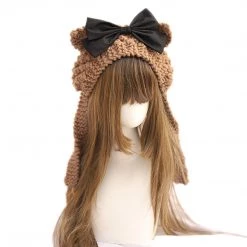 Juwas Brown Bear Ears Knitted Hat