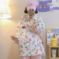 Juwas NEW ARRIVAL Japanese Flower Print Long Sleeve Shirt