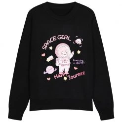 Juwas Kawaii Space Girl Black Long Sleeve Sweater NEW ARRIVAL
