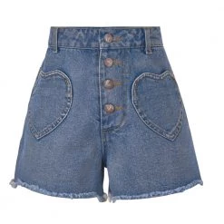 Juwas Heart Pocket Denim Shorts NEW ARRIVAL