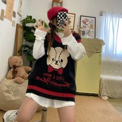 Juwas Love And Bear Loose Knitted Sweater