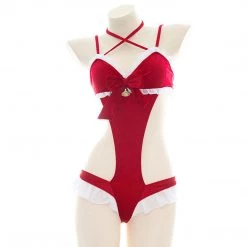Juwas NEW ARRIVAL Sexy Red Lace Edge One-Piece Bodysuit