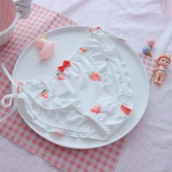 -Juwas Cute Tie Knot Strawberry Bikini Panty