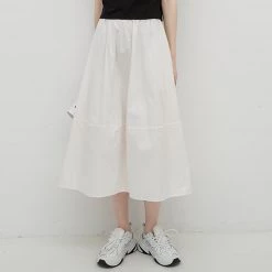 Juwas NEW ARRIVAL Pure Color Casual Cotton A-line Skirt