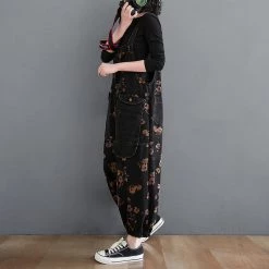 Juwas NEW ARRIVAL Vintage Flower Fall Overalls Suitpants Dungree