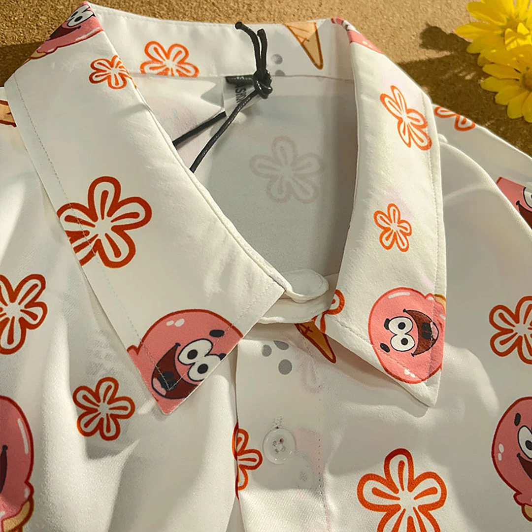 Juwas Ice Cream Print Loose Polo Top NEW ARRIVAL 7 Juwas Ice Cream Print Loose Polo Top NEW ARRIVAL