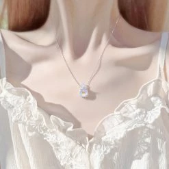 Juwas Classy Perfume Bottle Pendant Silver Necklace