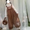 Juwas CLOTHING Cute Bear Design Loose Corduroy Overall