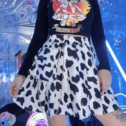 Juwas Cow Printed High Waist Mini Skirt