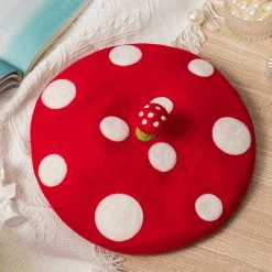 Juwas Kawaii Mushroom Handmade Beret