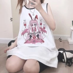 Juwas Anime Girl Print Loose T-shirt