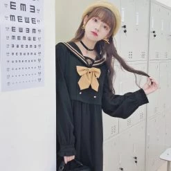 -Juwas NEW ARRIVAL Sailor Collar Fake Two-Piece Dress