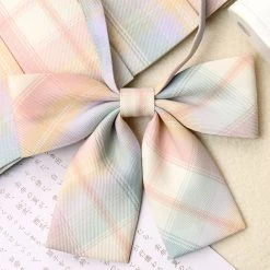 Juwas Candy Color Plaid JK Uniform Bow Ties And Tie