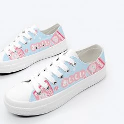 Juwas NEW ARRIVAL Japanese Yogurt Ladies Canvas Shoes- Blue And Pink