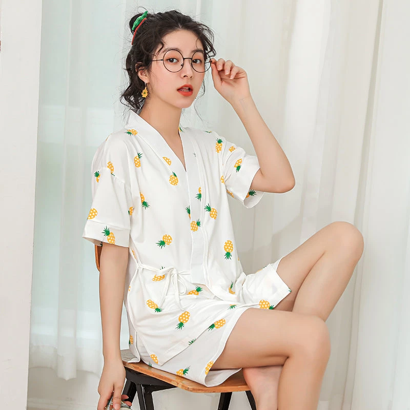 Juwas Kawaii Printed Night Robe And Short Set 4 Juwas Kawaii Printed Night Robe And Short Set