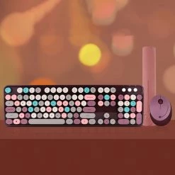 Juwas NEW ARRIVAL Vintage Colorful Keyboard & Mouse Set
