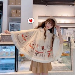 -Juwas NEW ARRIVAL Lucky Cat Hooded Cape Cloak