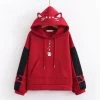 Juwas Kitty Embroidery Pocket Hoodie CLOTHING