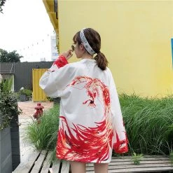 Juwas NEW ARRIVAL Kawaii Japanese Blazing Phoenix Kimono Cardigan