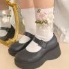 Juwas CLOTHING Flower Embroidery Sweet Lolita Stockings