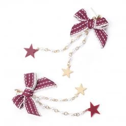 Juwas Ribbon Star Chain Silver Earrings NEW ARRIVAL