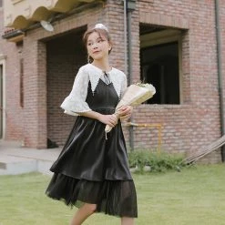 Juwas NEW ARRIVAL Kawaii Vintage Lace Shirt Under Dress