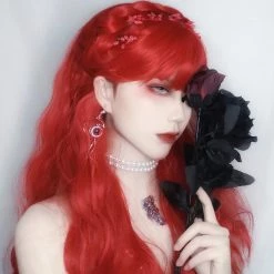 Juwas Fashion & Beauty Flame Red Princess Bangs Wavy Wig