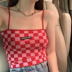 Juwas NEW ARRIVAL Vintage Checkered Crop Top