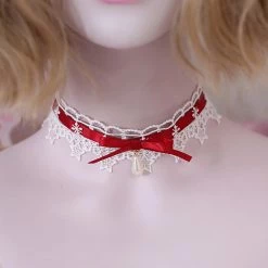 Juwas Kawaii Teardrop Pearl Choker Necklace