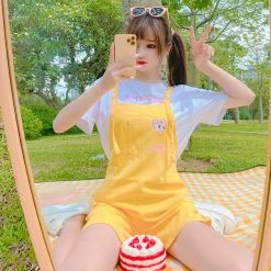 Juwas CLOTHING Cute Rabbits Print Overalls