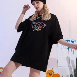 Juwas NEW ARRIVAL Graffiti Print Streetwear Style Oversize T-shirt
