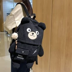Juwas Corduroy Cute Bear Backpack