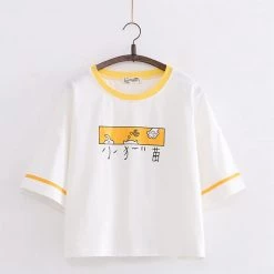 Juwas CLOTHING Japanese Cat Paw Cartoon Print T-Shirt Loose