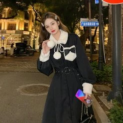 Juwas NEW ARRIVAL Classic PomPom Under Fur Winter Dress