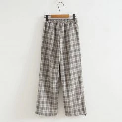 Juwas Sweet Love Heart Plaid Elastic Waist Pants NEW ARRIVAL
