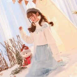 -Juwas Simple Pastel Winter Season Mockneck Top NEW ARRIVAL