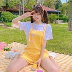 Juwas CLOTHING Cute Rabbits Print Overalls