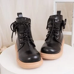Juwas Cute Side Ribbon Bow Chunky Martin Boots NEW ARRIVAL