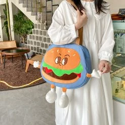 Juwas Cartoon Hamburger Shoulder Bags