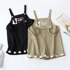 Juwas Bear Printed Short Overalls Jumper