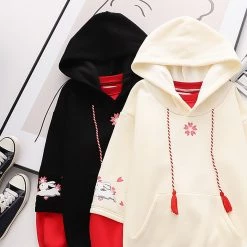 Juwas Sakura Bunny Print Hoodie