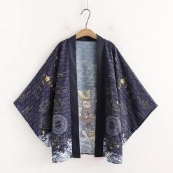 Juwas Japanese Vintage Style Kimono Outerwear Sun Protective