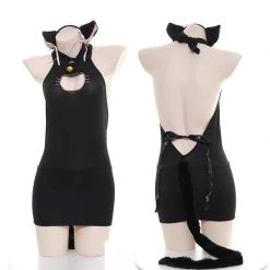 Juwas Sexy Bodycon Lucky Cat Onesie Dress CLOTHING