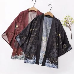 Juwas Japanese Vintage Style Kimono Outerwear Sun Protective