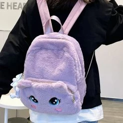 Juwas Cute Cat Eyes Furry Backpack