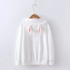 Juwas Rabbit Peach Blossom Embroidery Hoodie