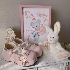 Juwas Lolita Criss And Cross Platform Round Toe Shoes