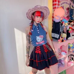 Juwas Gothic Lolita Lace Waist Ruffle Mini Skirt