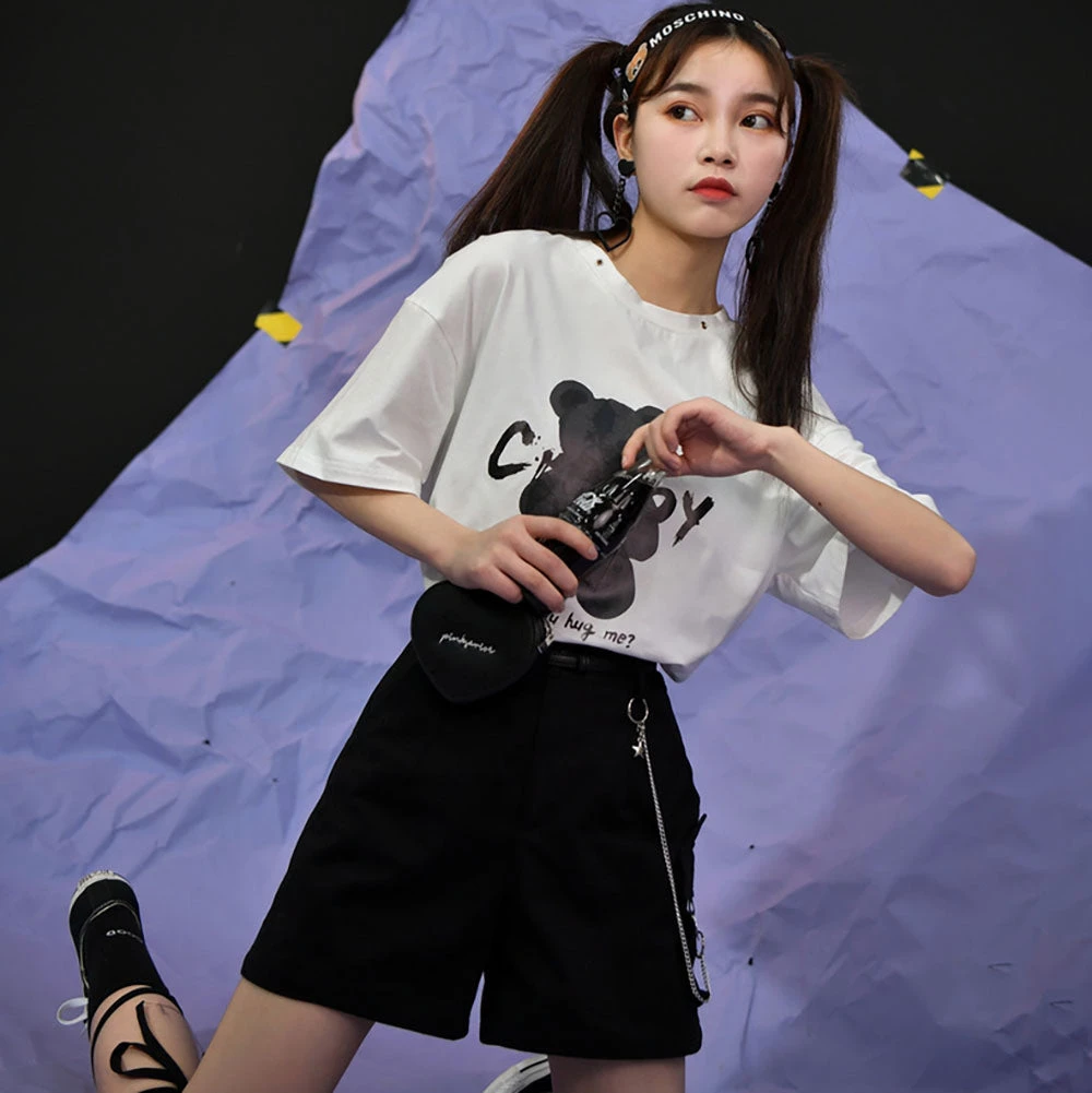 Juwas Punk Creepy Black N White T-Shirt 8 Juwas Punk Creepy Black N White T-Shirt